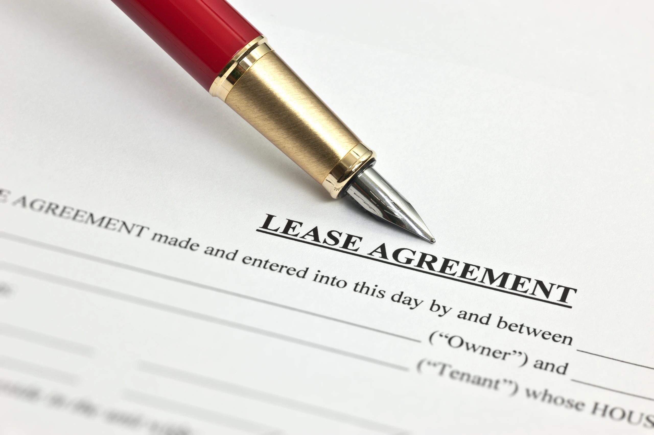 Lease agreement document close-up