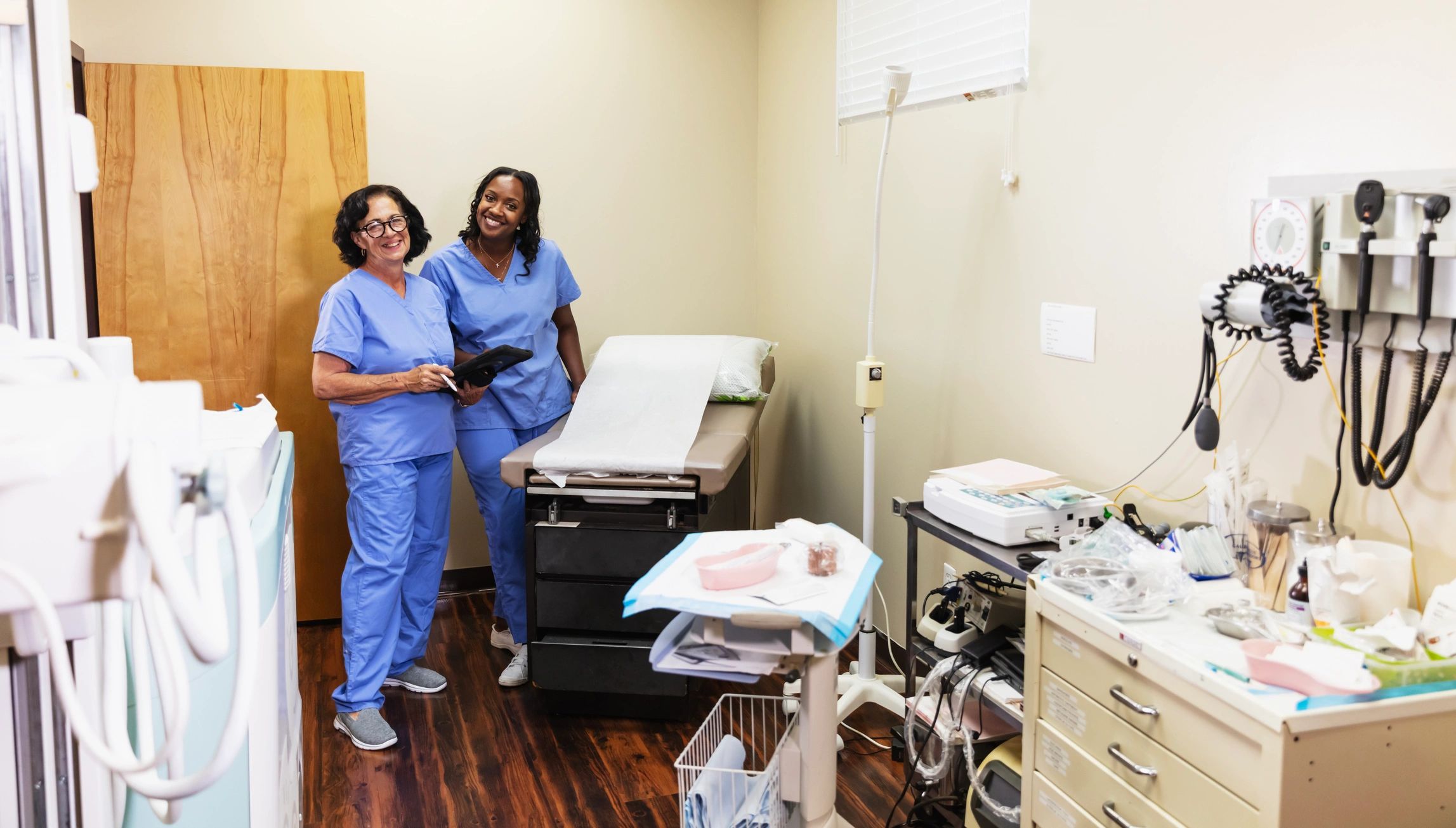 Healthcare professionals reviewing patient information together